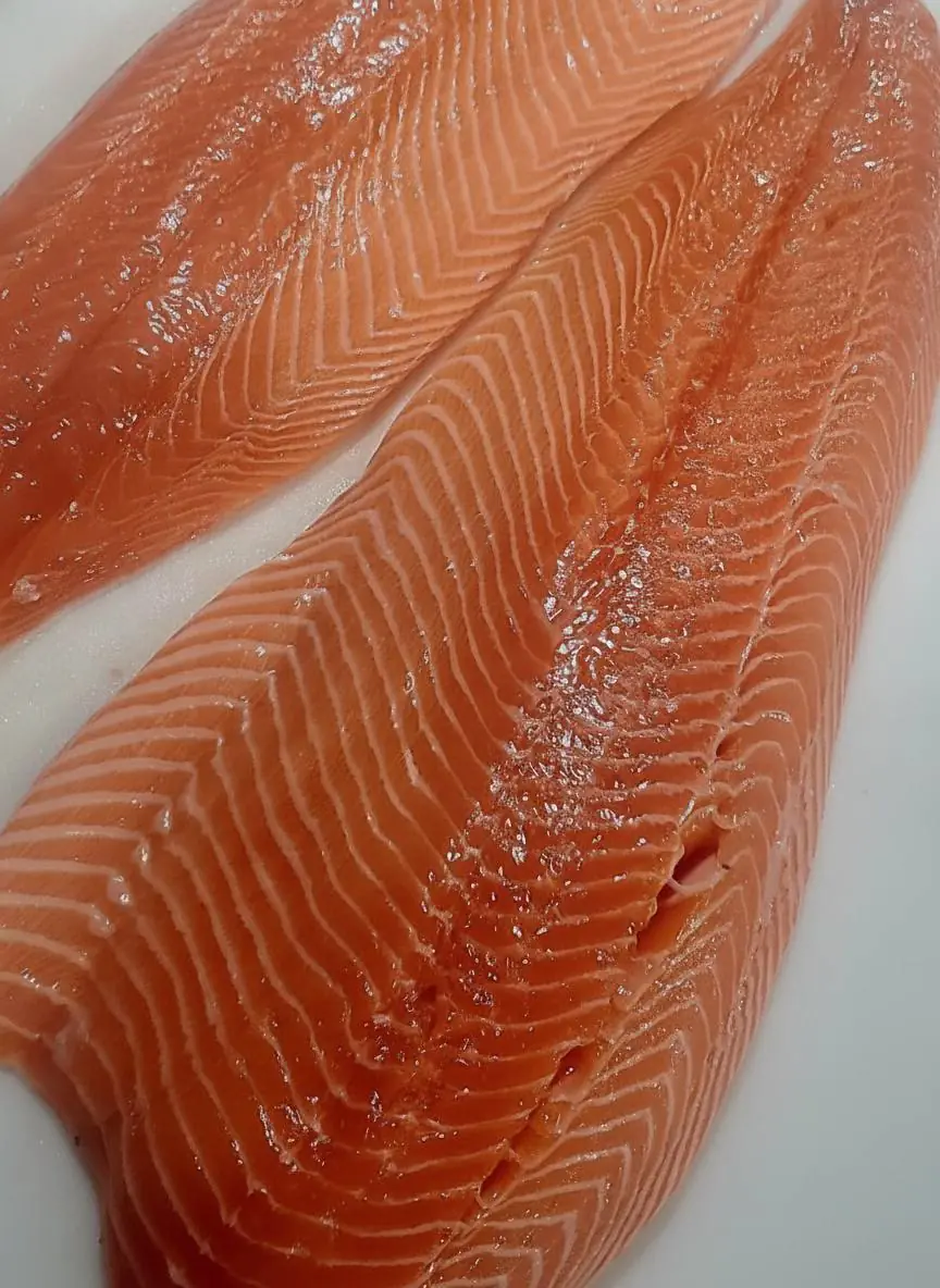 Fresh salmon fillets cleaned to order
